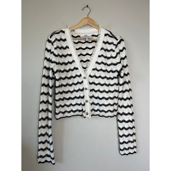 NEW Derek Lam 10 Crosby Noé Scalloped V-Neckline Cardigan Multi Color Size: XS - Picture 2 of 7